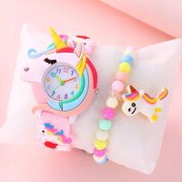 Różowy piękny zegarek z jednorożcem bransoletka prezent dla dziewczynki
