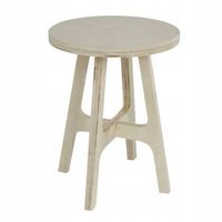 TABORET okrągły drewniany klasyczny Ø 38 cm beżowy