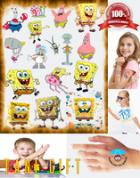 Duży Zestaw Mega Tatuaży zmywalnych - SpongeBob Kanciastoporty