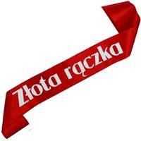 Złota rączka - czerwona szarfa z białym nadrukiem