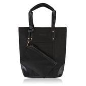 torebka damska shopper duża czarna na ramię z dodatkową kosmetyczką