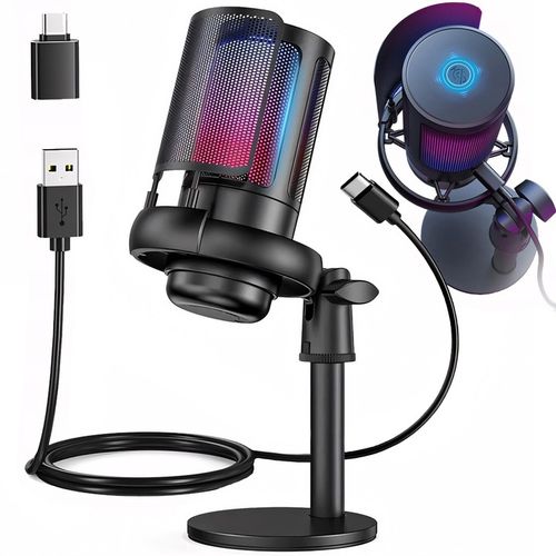 MIKROFON GAMINGOWY USB DO KOMPUTERA POP-FILTER POJEMNOŚCIOWY WYCISZ FUNKCJA na Arena.pl