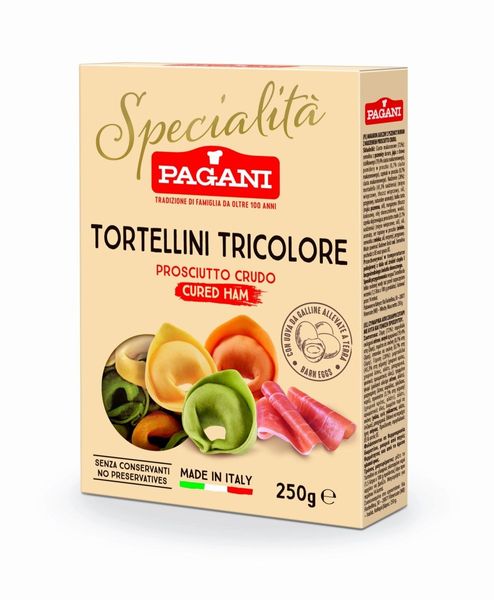 PAGANI Tortellini z szynką Prosciutto Crudo Tricolori 250g zdjęcie 1