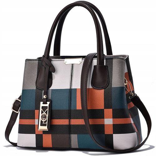 TOREBKA DAMSKA W KRATKĘ MIEJSKA TORBA STYLOWA ELEGANCKA na Arena.pl