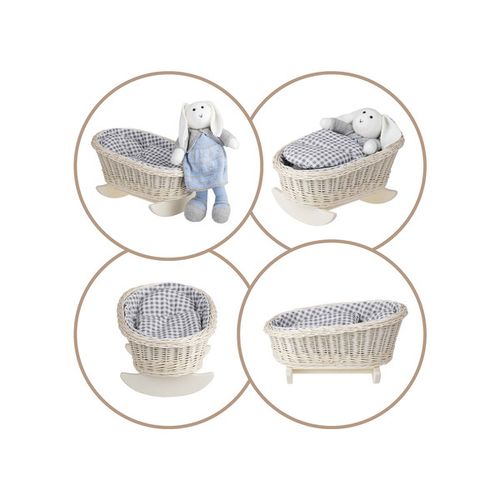 Bujane ŁÓŻECZKO KOŁYSKA Z WIKLINY DLA LALEK Z POŚCIELĄ 46X28 H 20/25 CM uniwersalny na Arena.pl