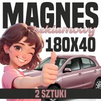 Profesjonalny Magnes 180x40 cm na Samochód - Twoja Reklama LOGO - 2 sztuki