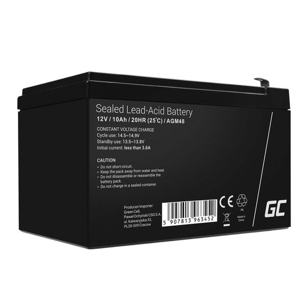 Green Cell Akumulator AGM 12V 10AH VRLA do UPS Roweru Autka Pojazdu Zabawki zdjęcie 1