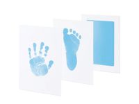 Odcisk rączki stópki dziecka niebrudzący pamiątka narodziny jasny niebieski