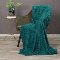 Koc Zoe 150x200 cm turkusowy mikroflano tłoczony wzór 3D