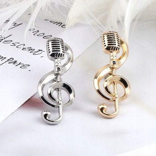 Broszka Pin Nuta Przypinka Mikrofon z Kluczem Wioliniowym Artysta Music na Arena.pl