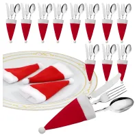 12x Etui na Sztućce Świąteczne Pokrowce Pokrowiec na Święta Czapka Mikołaj