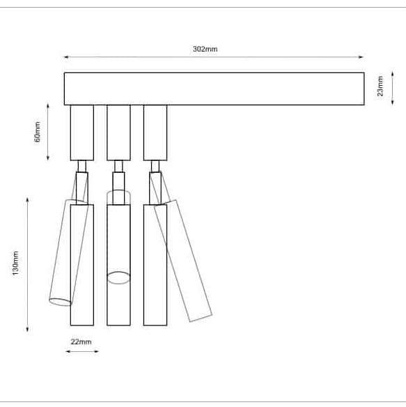 Kinkiet LAMPA ścienna ALHA E 9015 Shilo 3-punktowa OPRAWA listwa regulowane tuby czarne zdjęcie 4