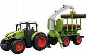 TRAKTOR ZDALNIE STEROWANY Z PRZYCZEPĄ Z DREWNEM BALE GUMOWE KOŁA ZABAWKA