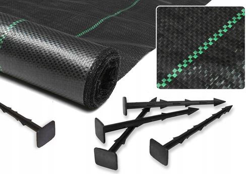 AGROTKANINA 135g 1,6x50m agrowłóknina PREMIUM UV 3% mocna czarna mata+kotwy na Arena.pl