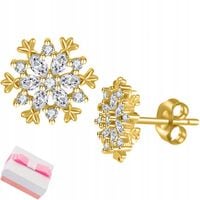 Srebrne kolczyki śnieżki śnieżynki płatki śniegu na święta srebro pozłacane