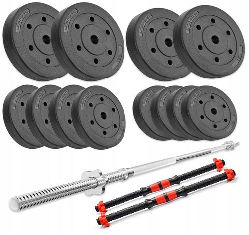 Zestaw kulturystyczny 50kg obciążenia bitumiczne gryf prosty 120cm 25mm na Arena.pl