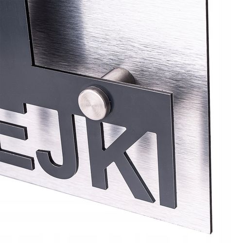 DUŻY NUMER DOMU TABLICZKA ADRESOWA Z NUMEREM DOMU 48x38cm ANTRACYT SREBRNA na Arena.pl