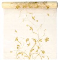 elegancki wzorzysty ZŁOTY brokatowy ornamentowy BIEŻNIK na stół organza