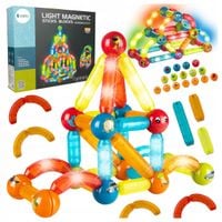 Świecące KLOCKI MAGNETYCZNE Układanka MAGNETYCZNA dla Dzieci Zestaw 104 szt
