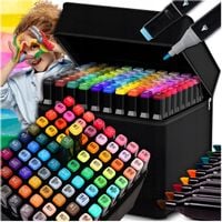 MARKERY ALKOHOLOWE FLAMASTRY DWUSTRONNE PISAKI MAZAKI ZESTAW 80 SZT + TORBA