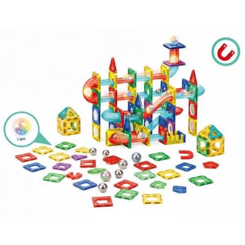 KLOCKI MAGNETYCZNE 105 ELEMENTÓW LED DLA DZIECI 3D 2D ZABAWA na Arena.pl