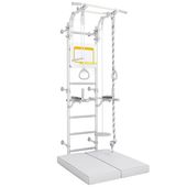 Drabinka gimnastyczna NEXT 1 MAX | biała, regulowany drążek + materac