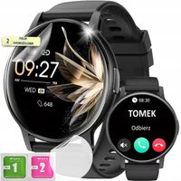 ZEGAREK SMARTWATCH POLSKIE MENU ROZMOWY SPORT SMART WATCH CZARNY WATCH PRO