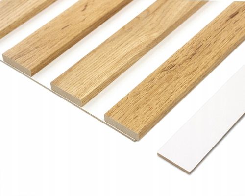 Lamele na białej płycie HDF - zestaw 59,5 cm x 275 cm - DĄB Miodowy i inne na Arena.pl