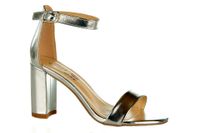 Sandały na obcasie słupku 8,5 cm. srebrne Rozmiar obuwia - 40