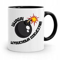 Kubek Czarny Dla Dziewczyny Żony Uwaga Wybuchowa! Z Nadrukiem Ze Zdjęciem