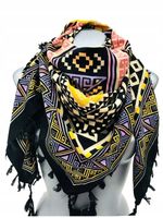 Jordan Collection - chustka apaszka z frędzlami folk czarny żółty DA-46A
