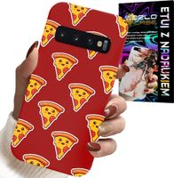 ETUI DO SAMSUNG GALAXY S10 - WZÓR Z WESOŁĄ PIZZĄ NA CZERWONYM TLE