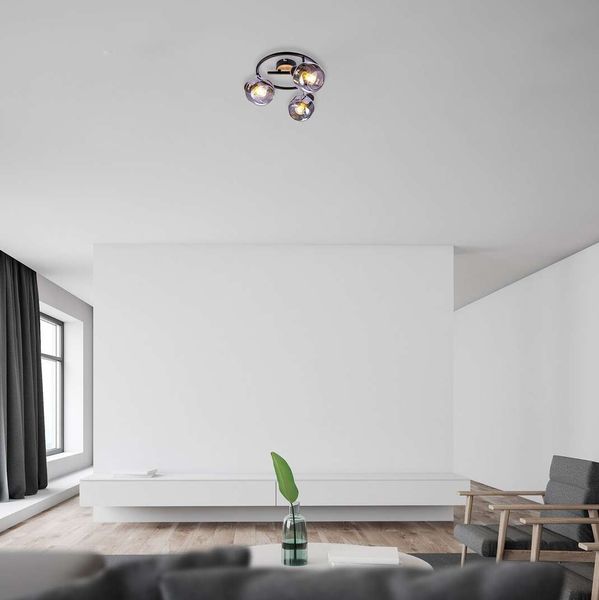 Sufitowa LAMPA plafon SALAZAR 5399 Rabalux szklana OPRAWA reflektorki regulowane czarne drewniane zdjęcie 4