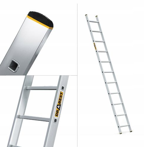 Drabina aluminiowa przystawna profesjonalna 11 stopniowa DRABEST + HAK na Arena.pl