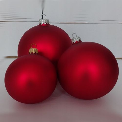 Bombki Choinkowe Czerwone Szklane CZERWONY MAT 10 cm ciemna czerwień 6 szt. na Arena.pl