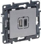 GN. ŁADOWARKA USB A+C LEGRAND NILOE STEP ALUMINIUM