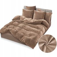 Komplet Pościeli Welurowej 160x200 - Ciemny Beżowy - Ciepła, Aksamitna, MIŚ