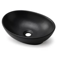 Umywalka Nablatowa Ceramiczna Owalna 41 cm Czarna Matowa Stawiana OVALIS
