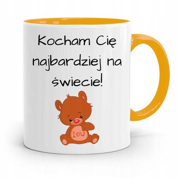 Kubek Żółty Dla Dziewczyny Kocham Cię Najbardziej Z Nadrukiem Ze Zdjęciem zdjęcie 1