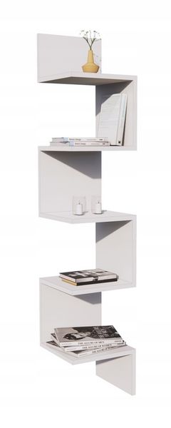 PÓŁKA NAROŻNA ŚCIENNA, BIAŁA WISZĄCA, MATOWA zdjęcie 4