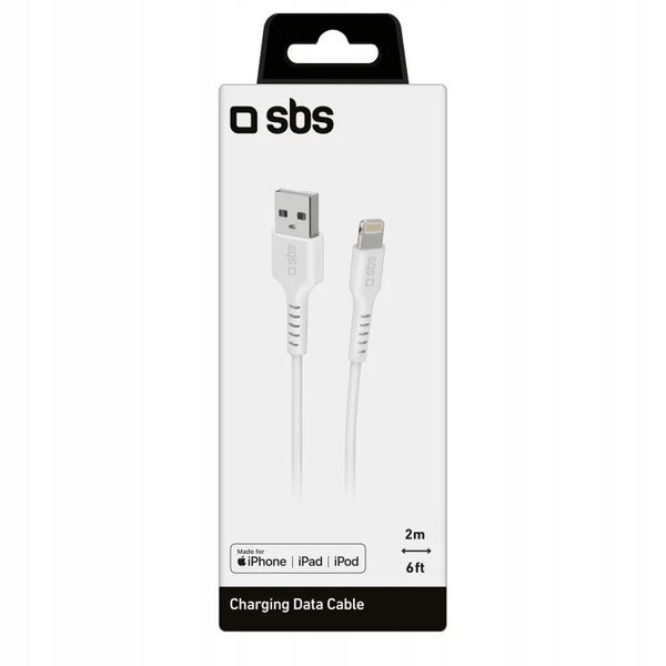Kabel Przewód SBS USB - Lightning 2 metry Biały zdjęcie 2