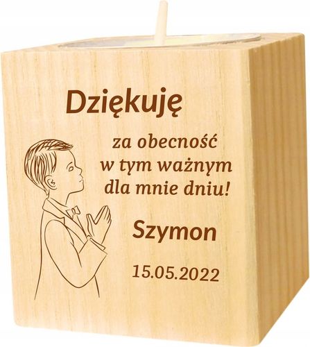 Podziękowanie dla Gości Komunia Chrzest piękny świecznik 10 szt grawer na Arena.pl