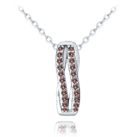 MINET Naszyjnik srebrny elegancki z brązowymi cyrkoniami