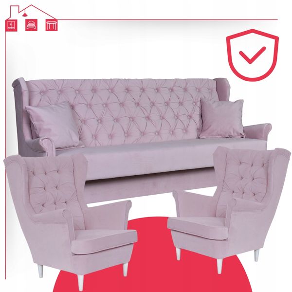 Zestaw wypoczynkowy do salonu z funkcją spania Gaja FIOLETOWY Family Meble zdjęcie 13