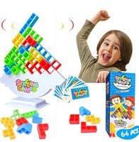GRA edukacyjna układanka TETRA TOWER dla dzieci wieża 3D TETRIS 64 KLOCKÓW
