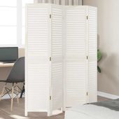 Parawan pokojowy, 4-panelowy, biały, lite drewno paulowni