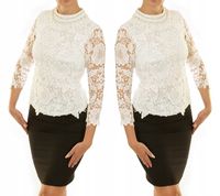 ELEGANCKA koronkowa BLUZKA z kołnierzykiem 835#