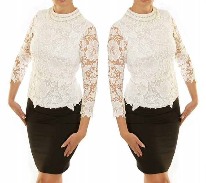 ELEGANCKA koronkowa BLUZKA z kołnierzykiem 835# zdjęcie 1