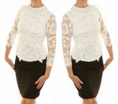 ELEGANCKA koronkowa BLUZKA z kołnierzykiem 835#