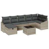 Zestaw Sof na Ogród 8 pcs Jasnoszary 55 x 62 x 69 cm Polirattan